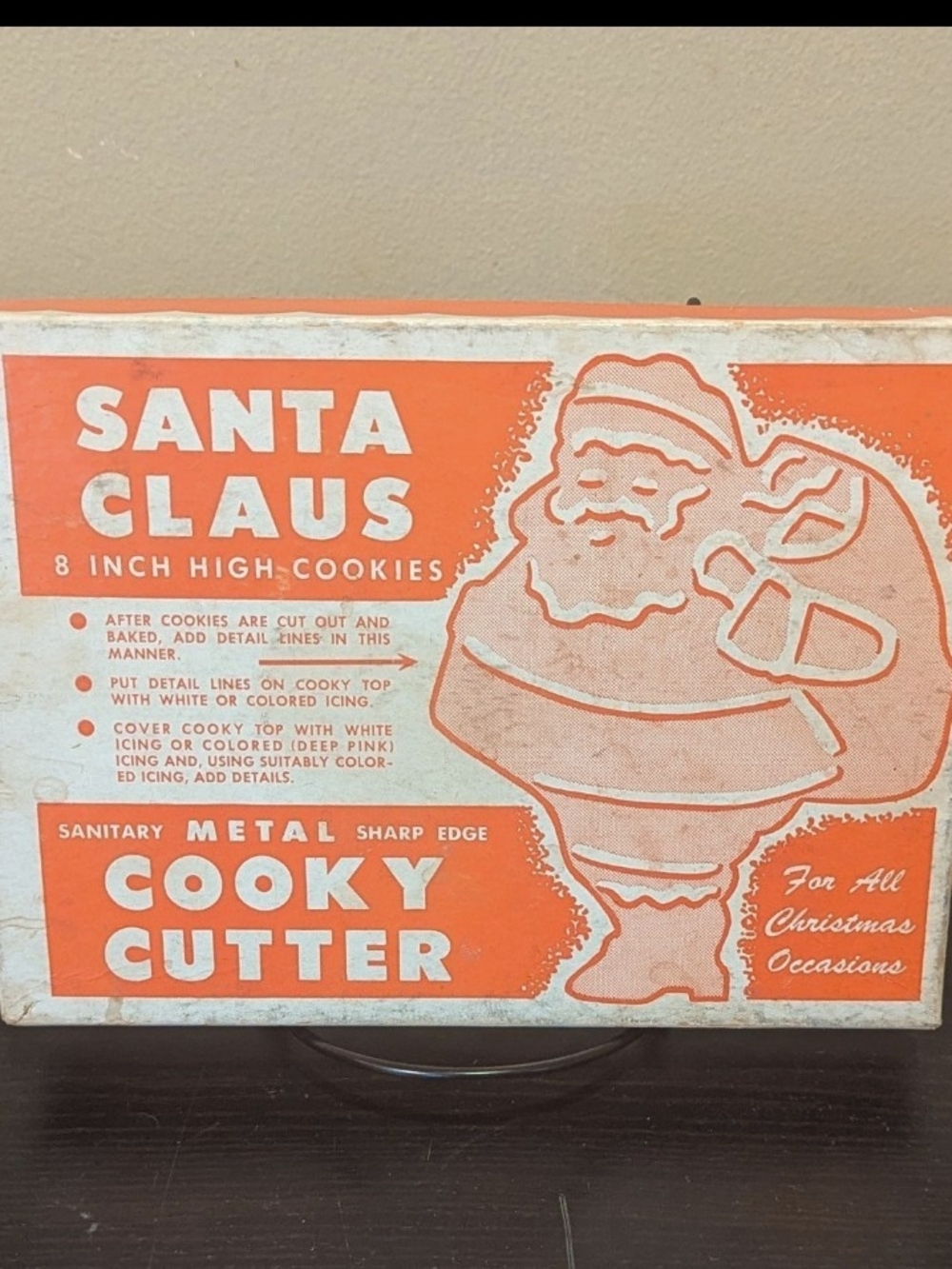 Vintage Santa Claus 8" Metal Cookie Cutter With Box